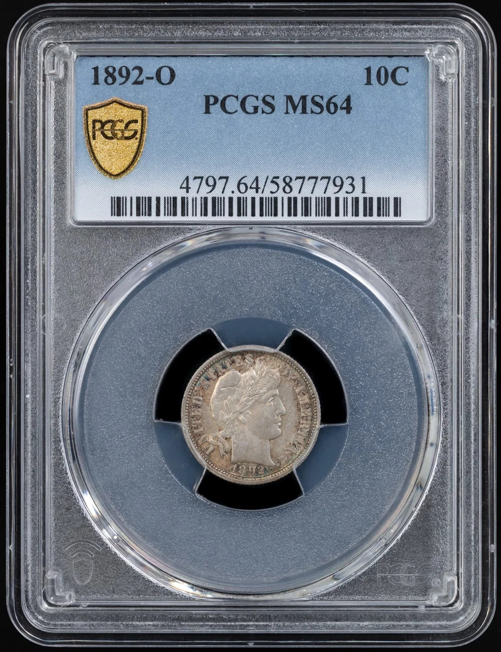 1892 O Barber Dime PCGS MS-64
