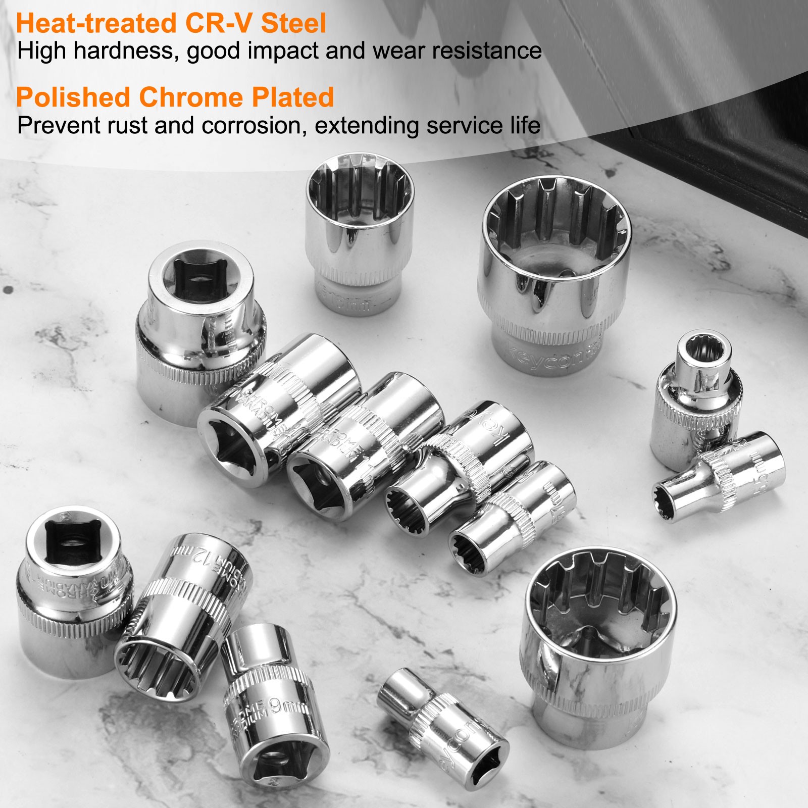 12 Points Socket 1/4" Drive 8mm Metric Shallow Impact Socket