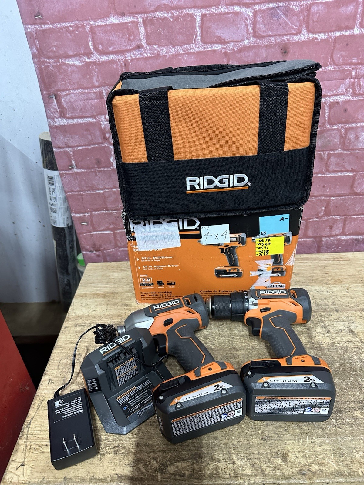 Ridgid R92721 18V 2-Tool Combo Kit - Drill Driver & Impact Driver (Used)
