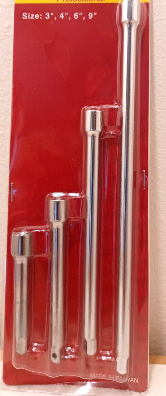 EXTENSION BARS 4 PC. 1/4" INCH DRIVE EXTENSION BAR SET 3,4,6,9" INCH LENGTHS