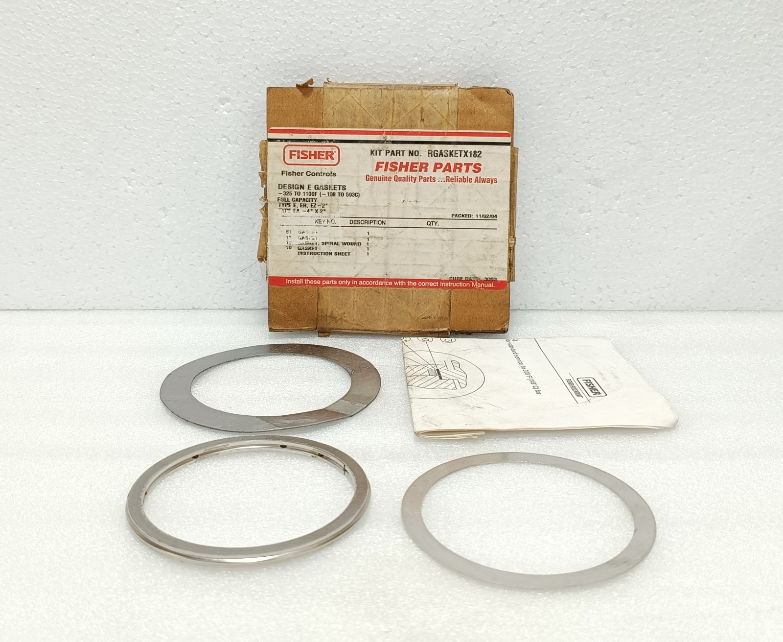 FISHER RGASKETX182 Design E 2in Valve Gasket Kit High Temp -325 To 1100F New