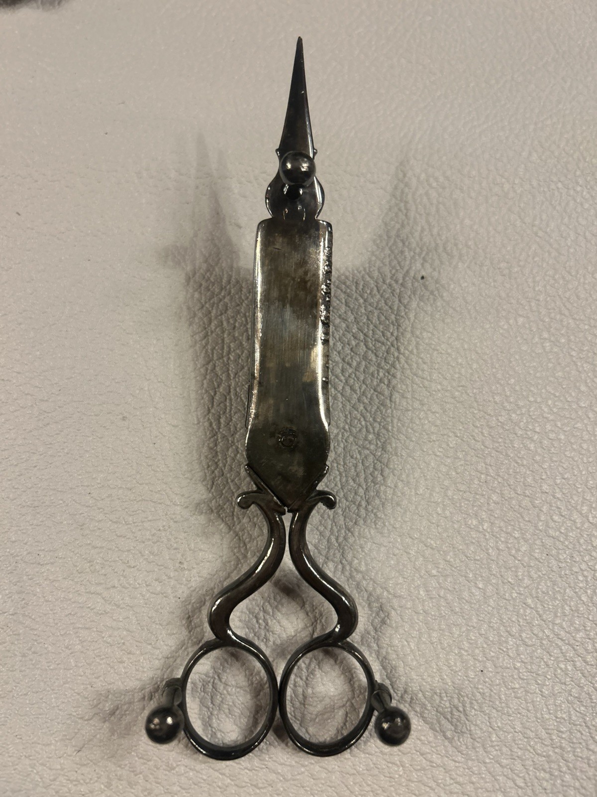 Antique Victorian Signed Gilbert Silverplate Footed CANDLE Wick SNUFFER & Tray