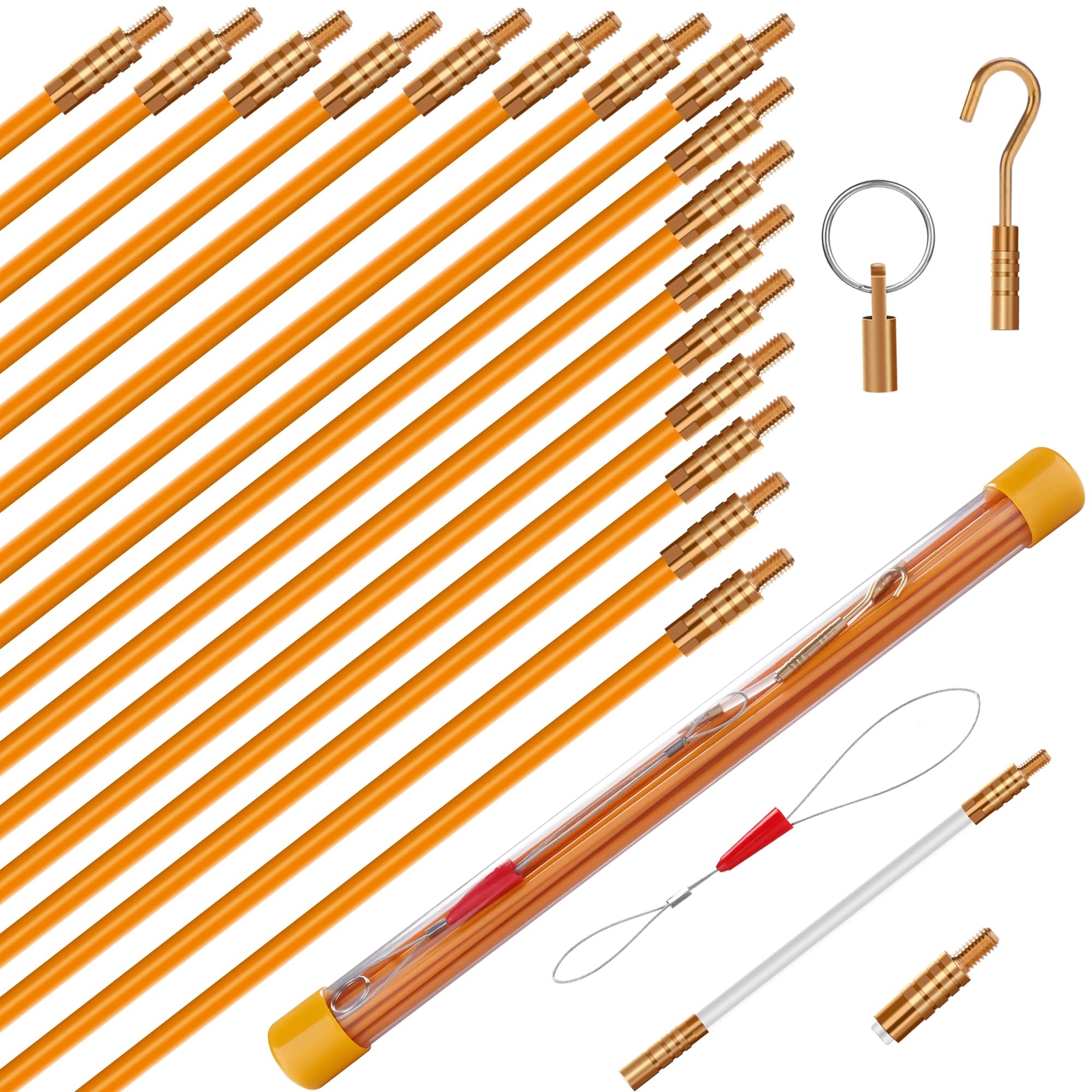 22ft Fiberglass Wire Running Kit Wire Fishing Tools Electrical Wire Puller Throu