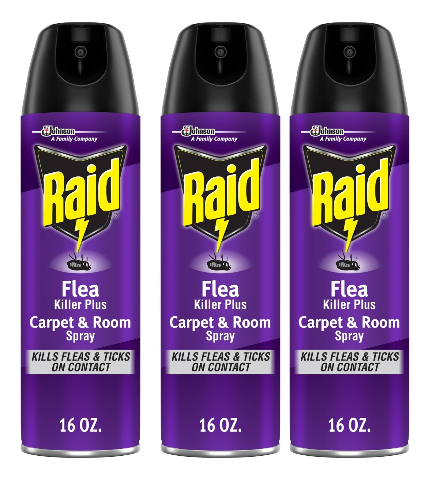 3 Cans Raid Flea Killer Plus Carpet & Room Spray Kills Fleas Bed Bugs  Eggs 18oz