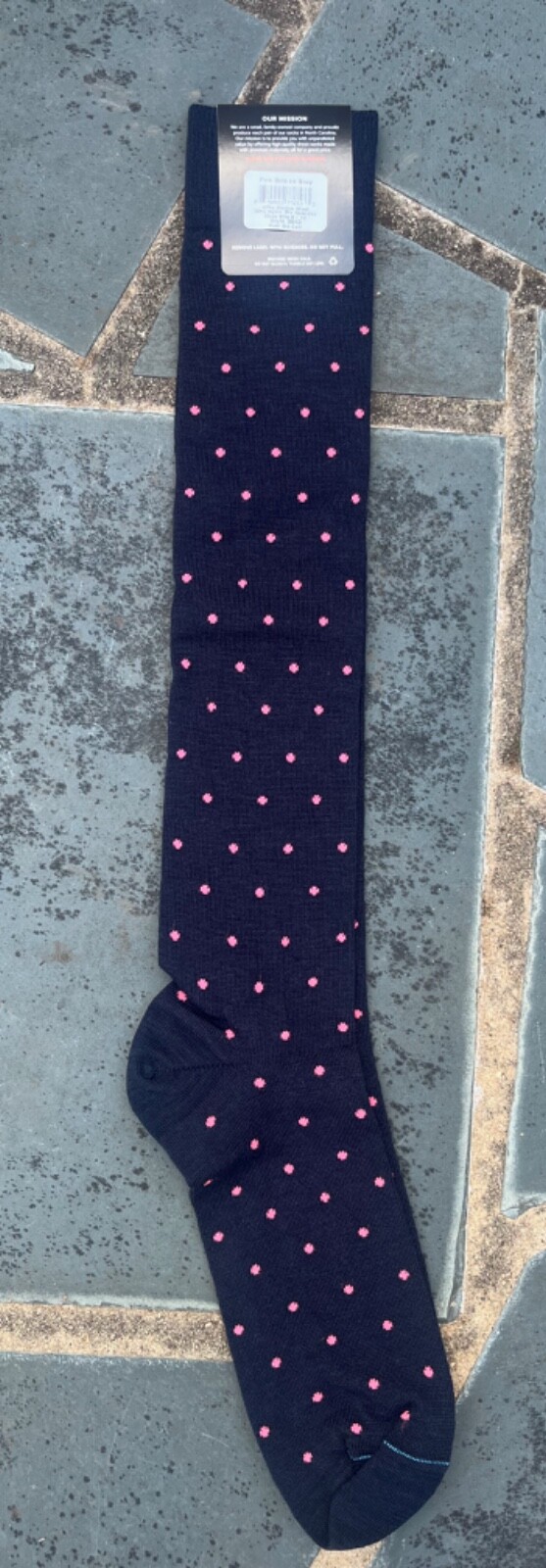 Boardroom Socks Men's Navy W/Pink Merino Wool Over The Calf Dress Socks Business