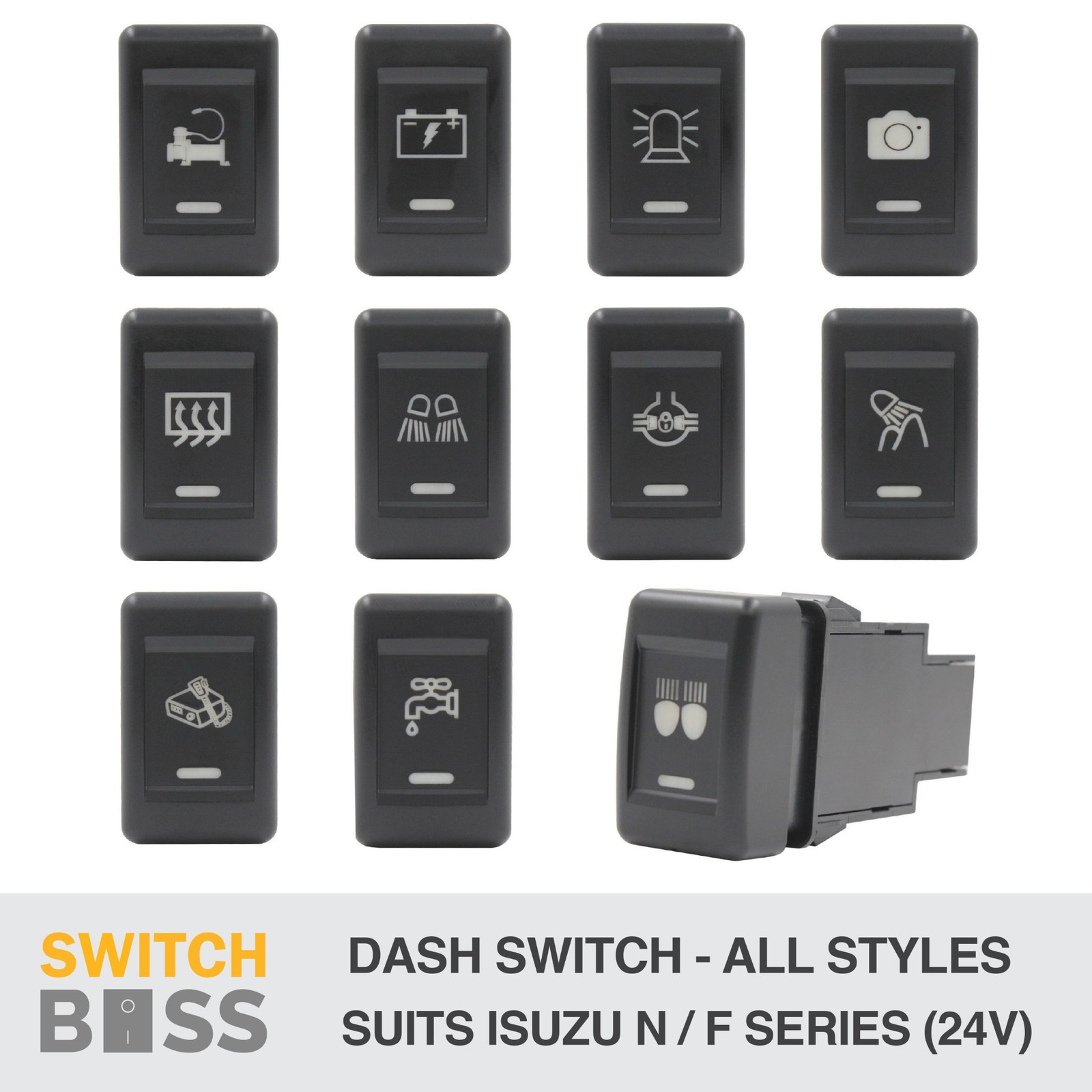 Push Switch ALL STYLES suit ISUZU TRUCK N & F Series 24v NPR NPS AMBER-RED LED