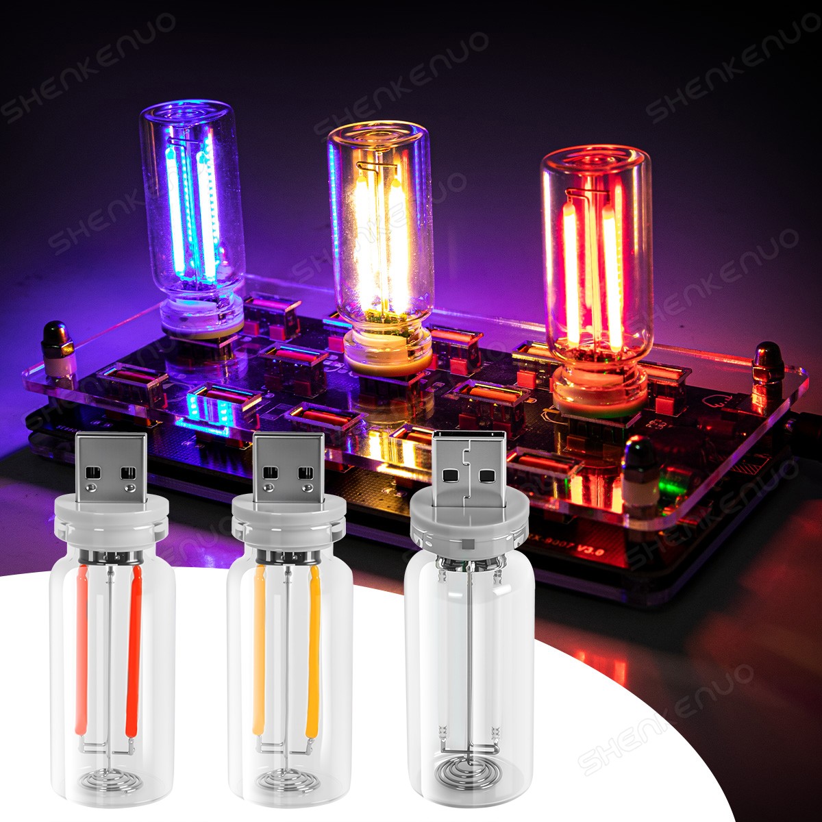 USB Touch Controlled Vehicle Interior Night Lights Retro-Inspired Mood Lamps US