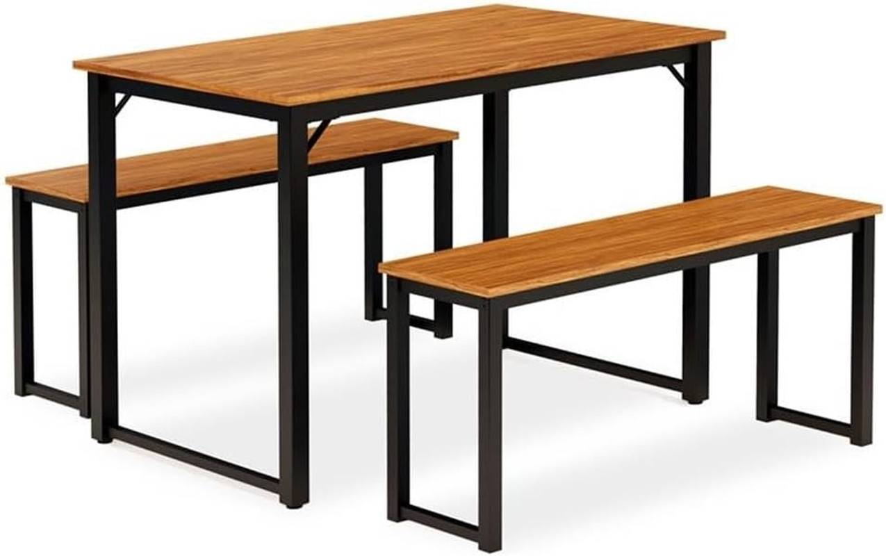 PADSB01 3 Piece Metal Frame Dining Set for Small Spaces Contains a Rectangle Tab
