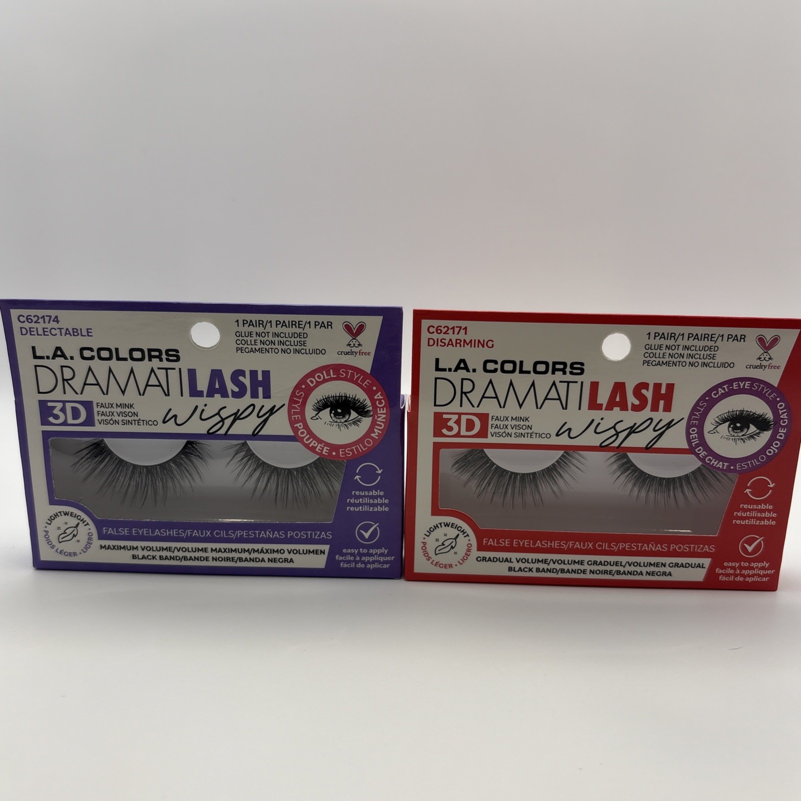 L.A. Colors DRAMITI LASH, Wispy 3D, False Eyelashes, 2 pack Reusable Lashes