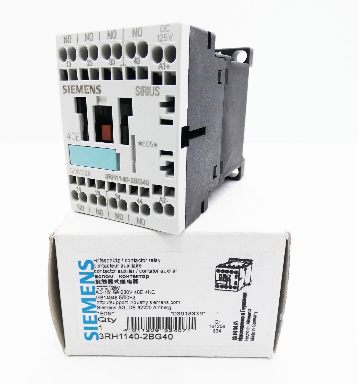 Siemens Sirius 3RH1140-2BG40 E-Stand: 05 Auxiliary Contactor -Unused/Original Packaging-