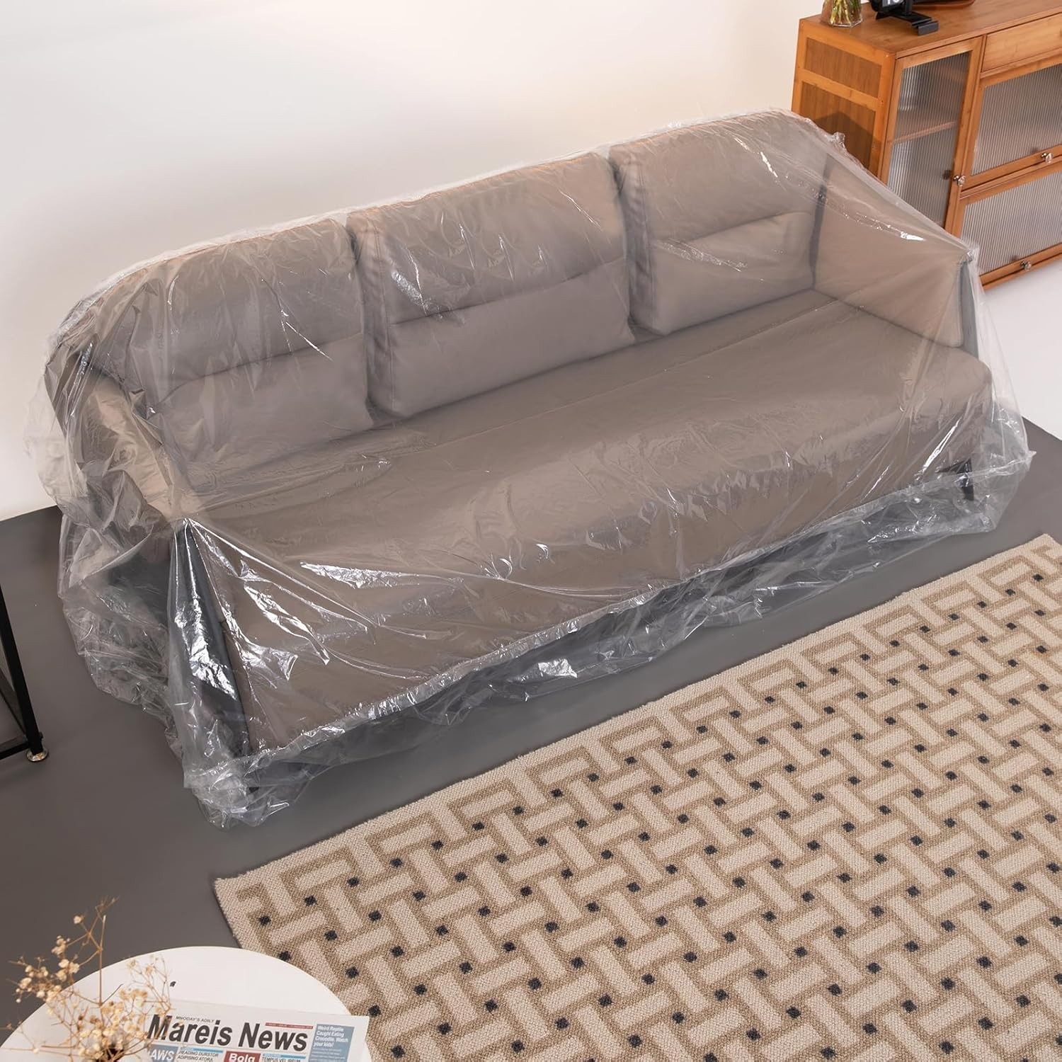 Waterproof Large Plastic Sofa Couch Cover - 96x42x62 Inch Dust-Proof Protector