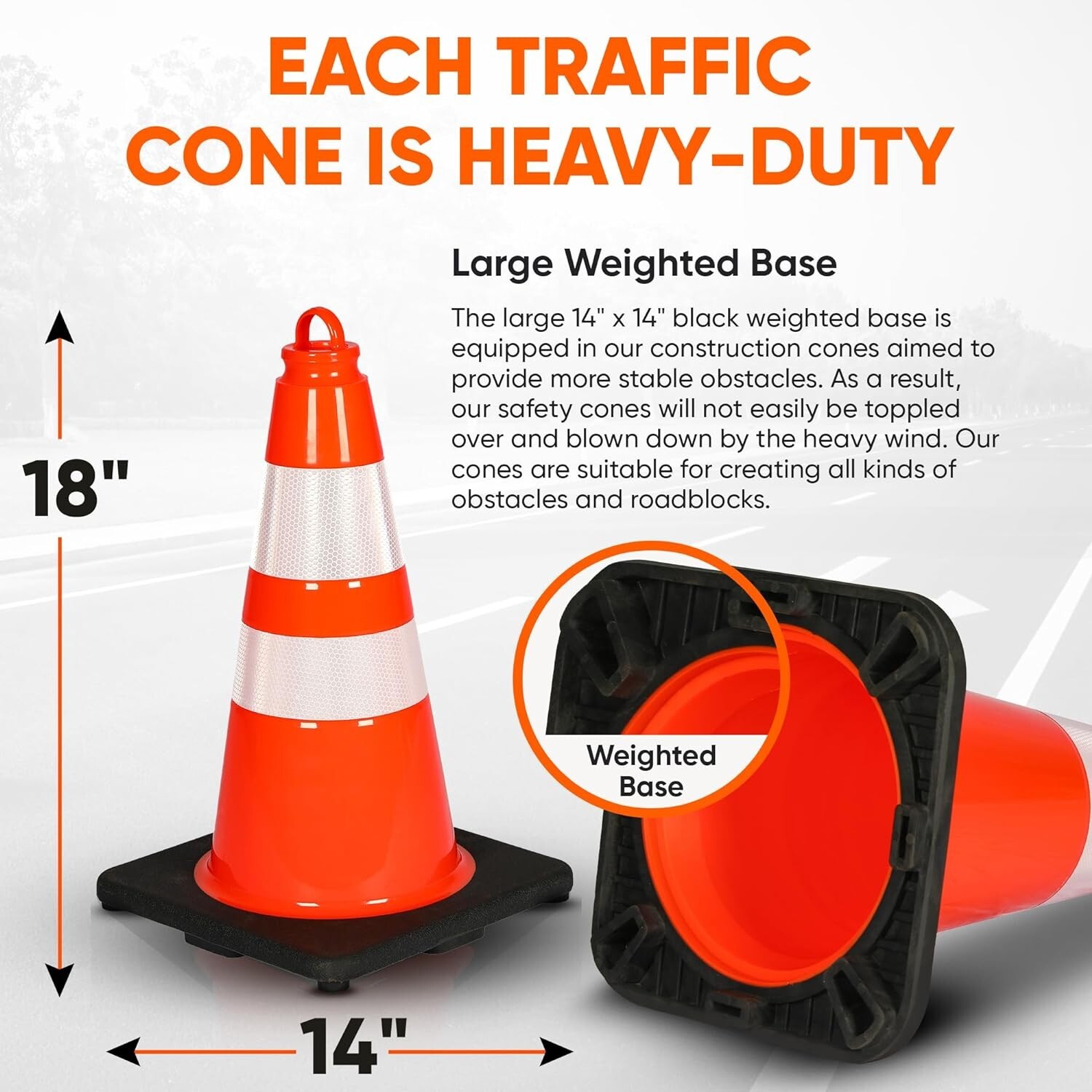 Pyle 18" PVC Cone - 10 Pieces High Visibility Structurally Stable