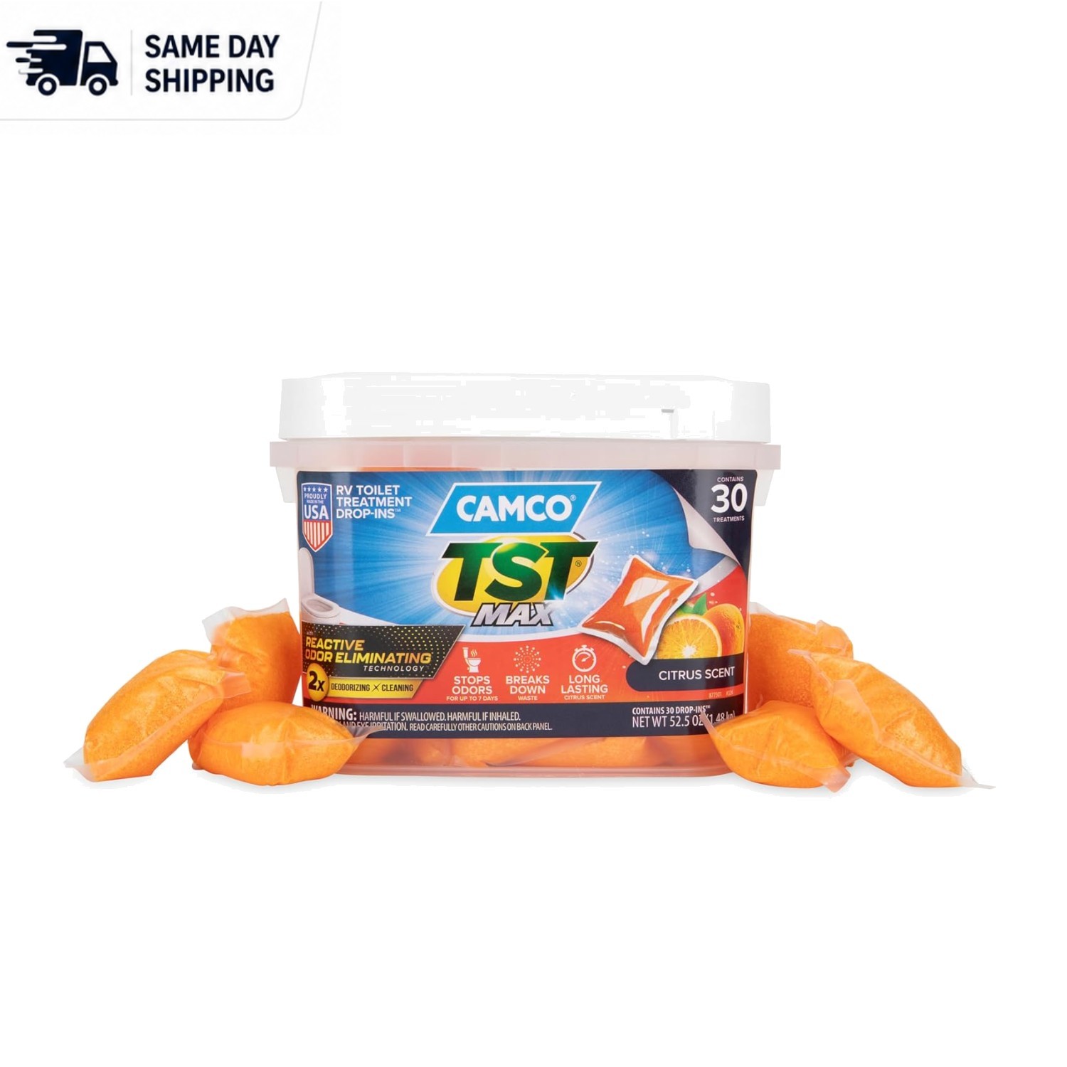 Camco 41183 TST Orange RV Toilet Treatment Drop-ins 30 Pack