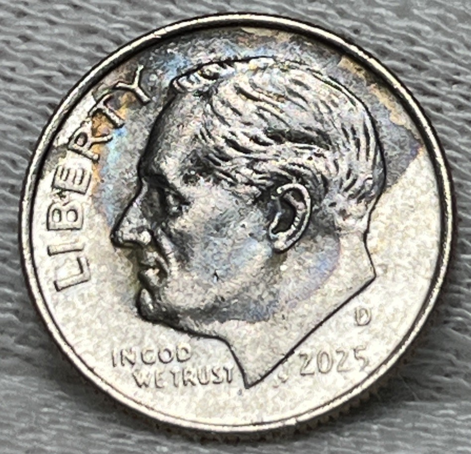 2025 D Dime Errors Strike Through Grease Both Sides Toning