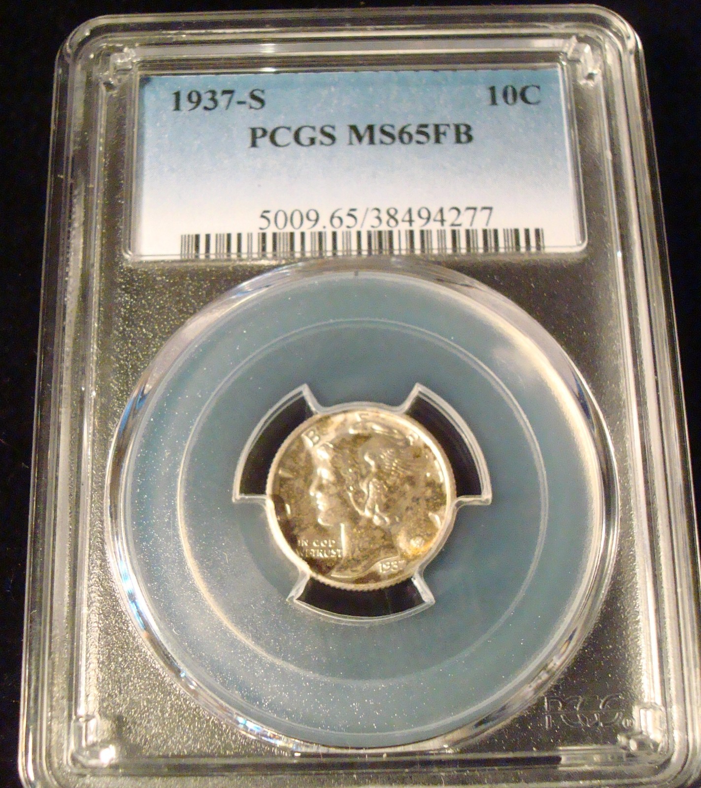 1937-S Mercury dime PCGS graded MS65FB Full Bands