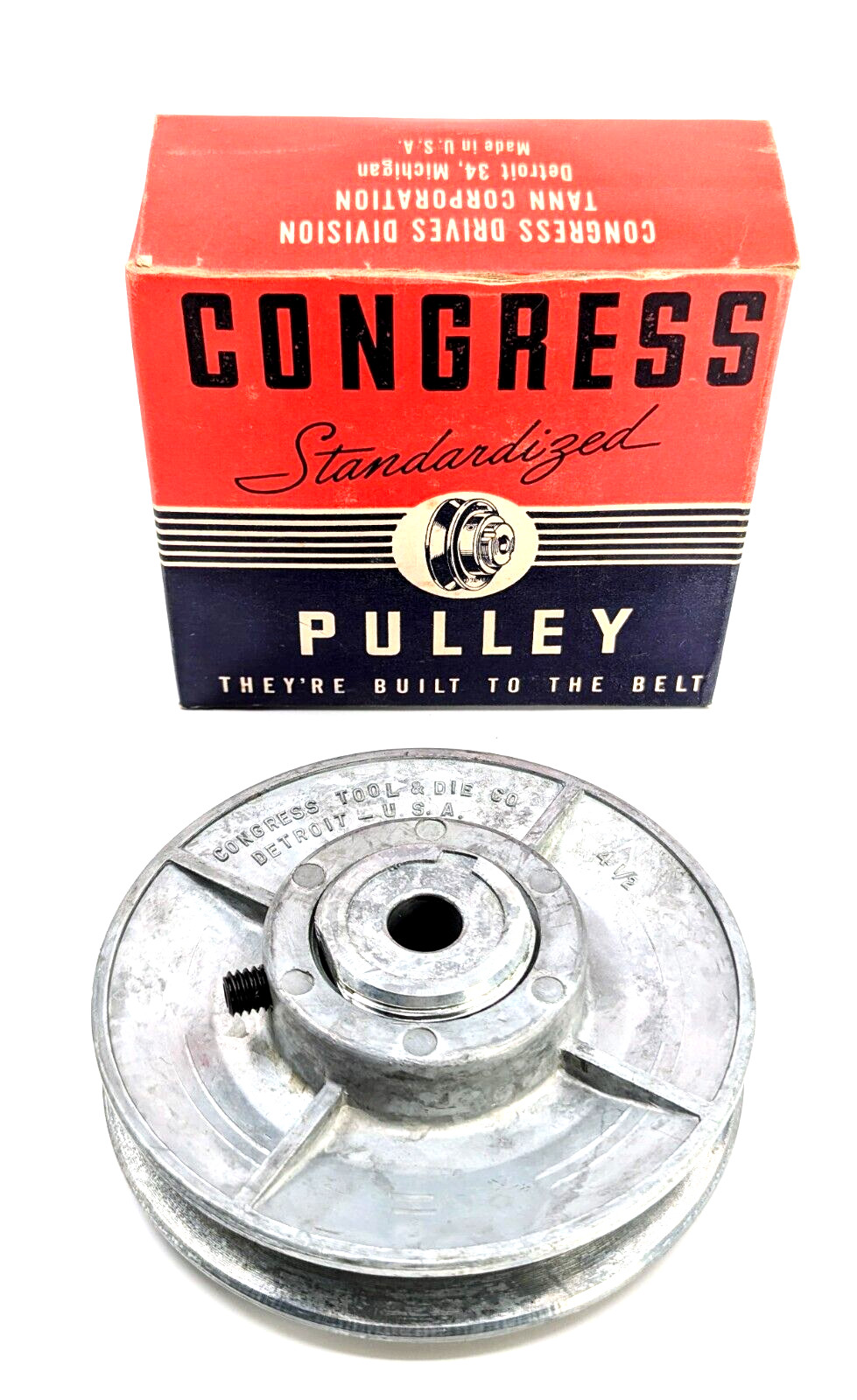 NOS! Congress Variable Pitch Pulley 4.50” OD, 1/2” Bore, Die-Cast V-Belt, VP450