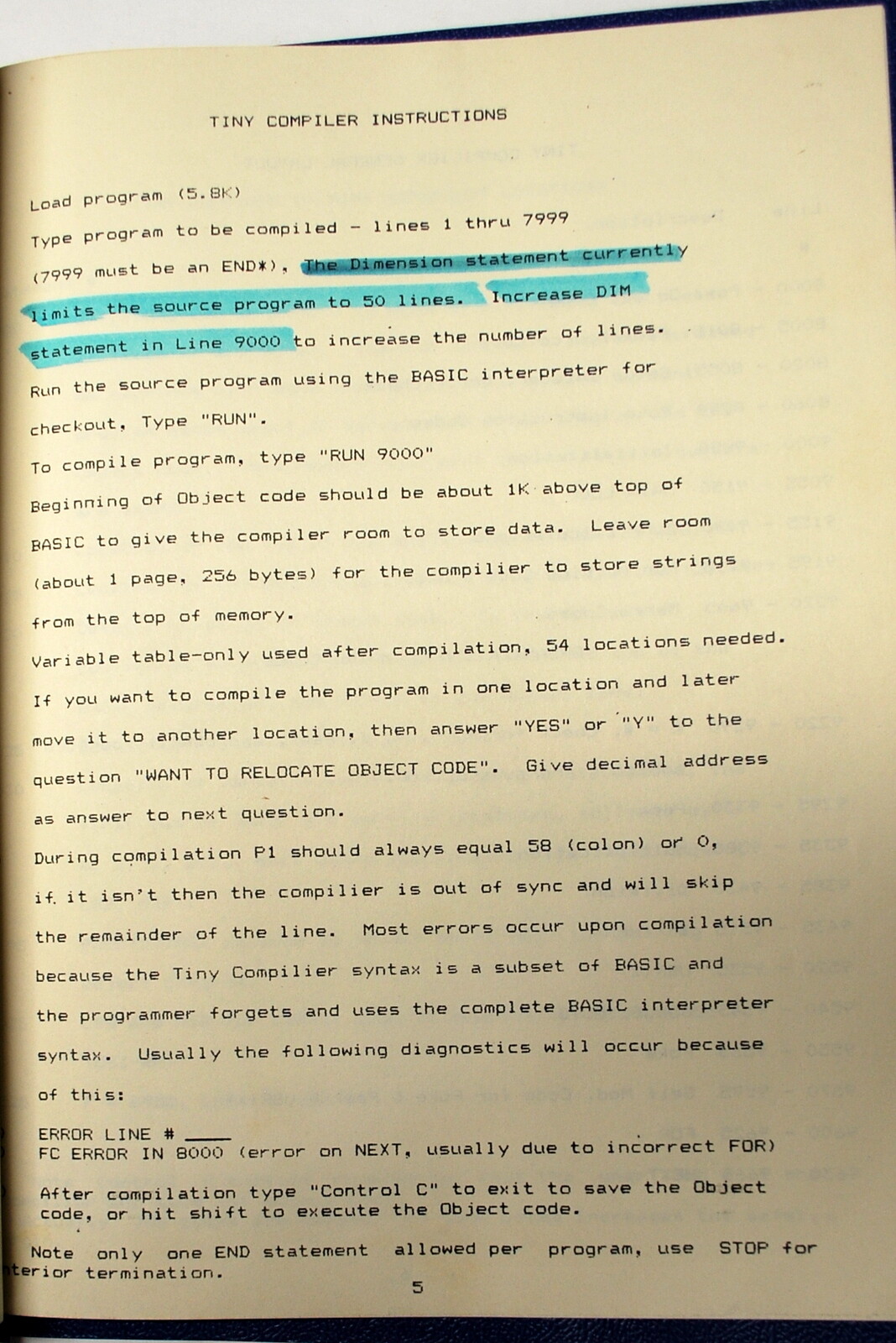 Tiny Compiler Instruction Manual 1981*- ships worldwide!