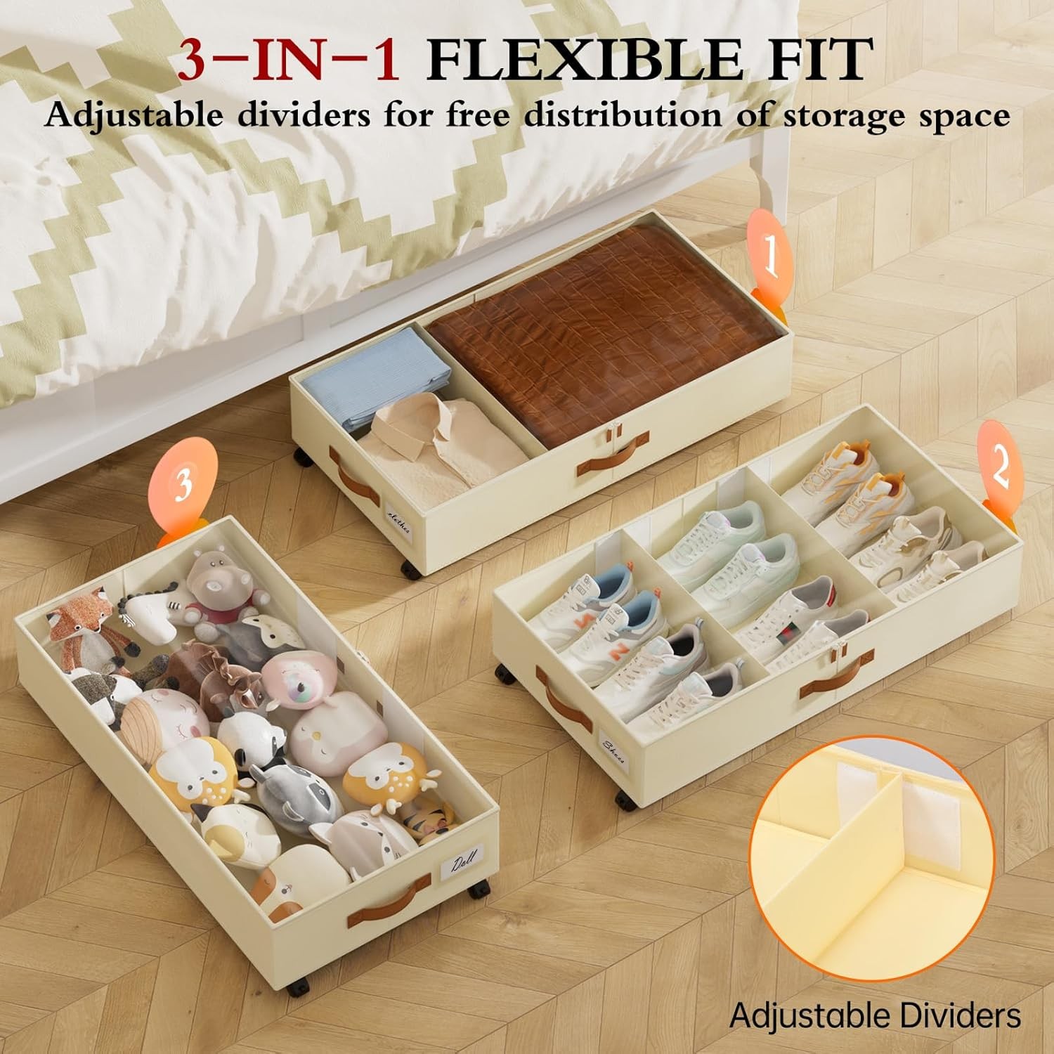 Under Bed Storage W/ Wheels 2 Pack Under Bed Storage Containers
