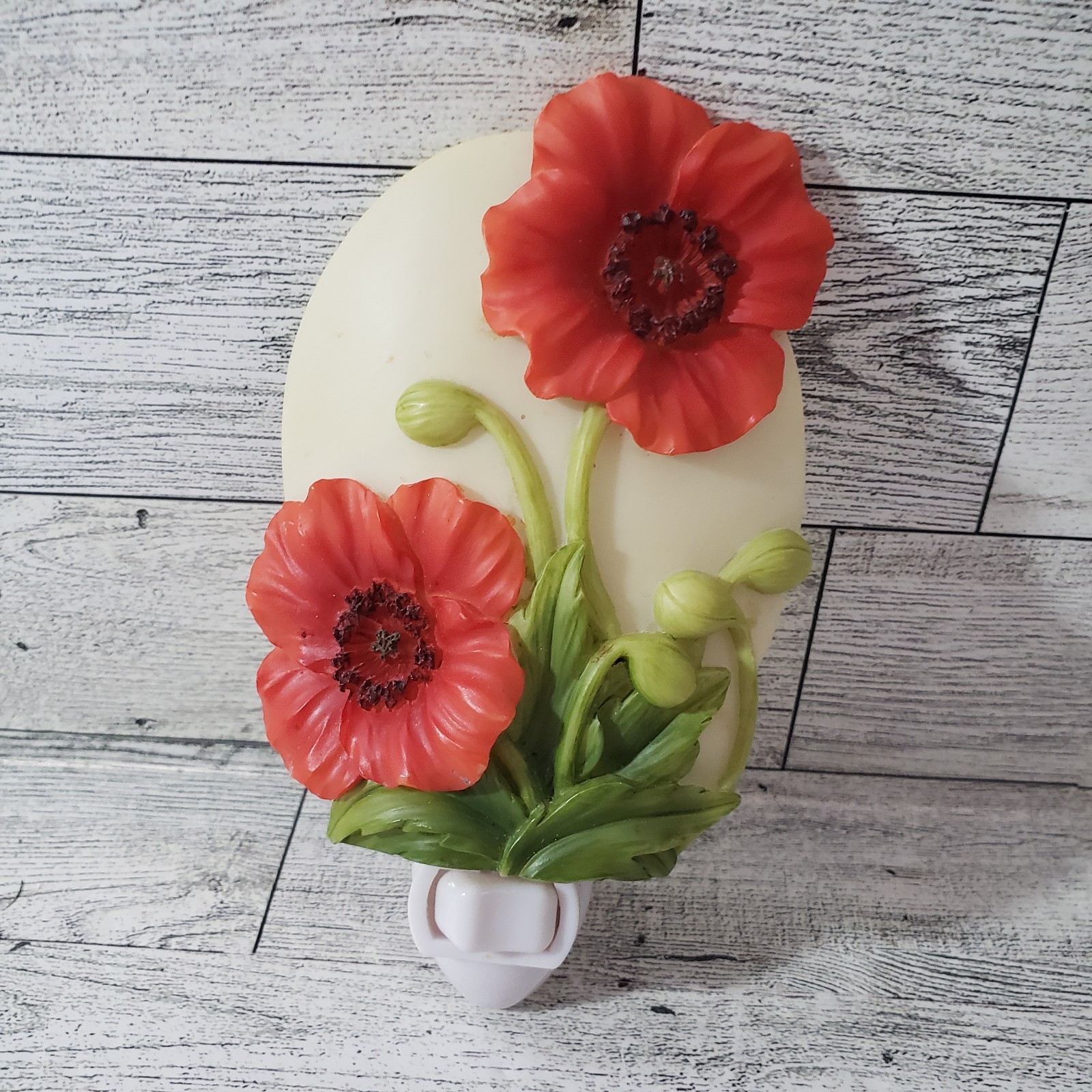 Poppy Flowers Night Light Nightlight Ace High EUC Floral Cottage Poppies Botanic
