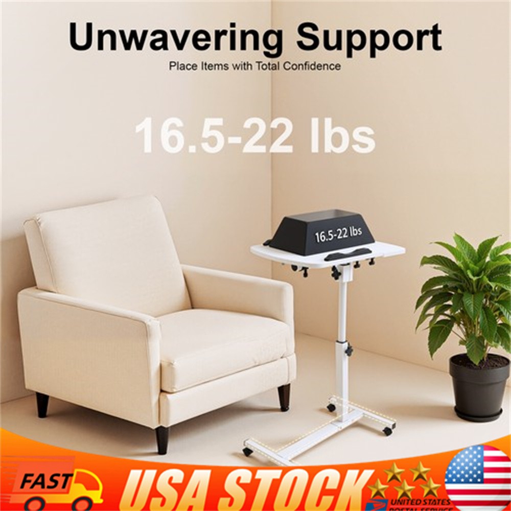 Overbed Bedside Table with Wheels Adjustable Office Home Use Bed Standing Table