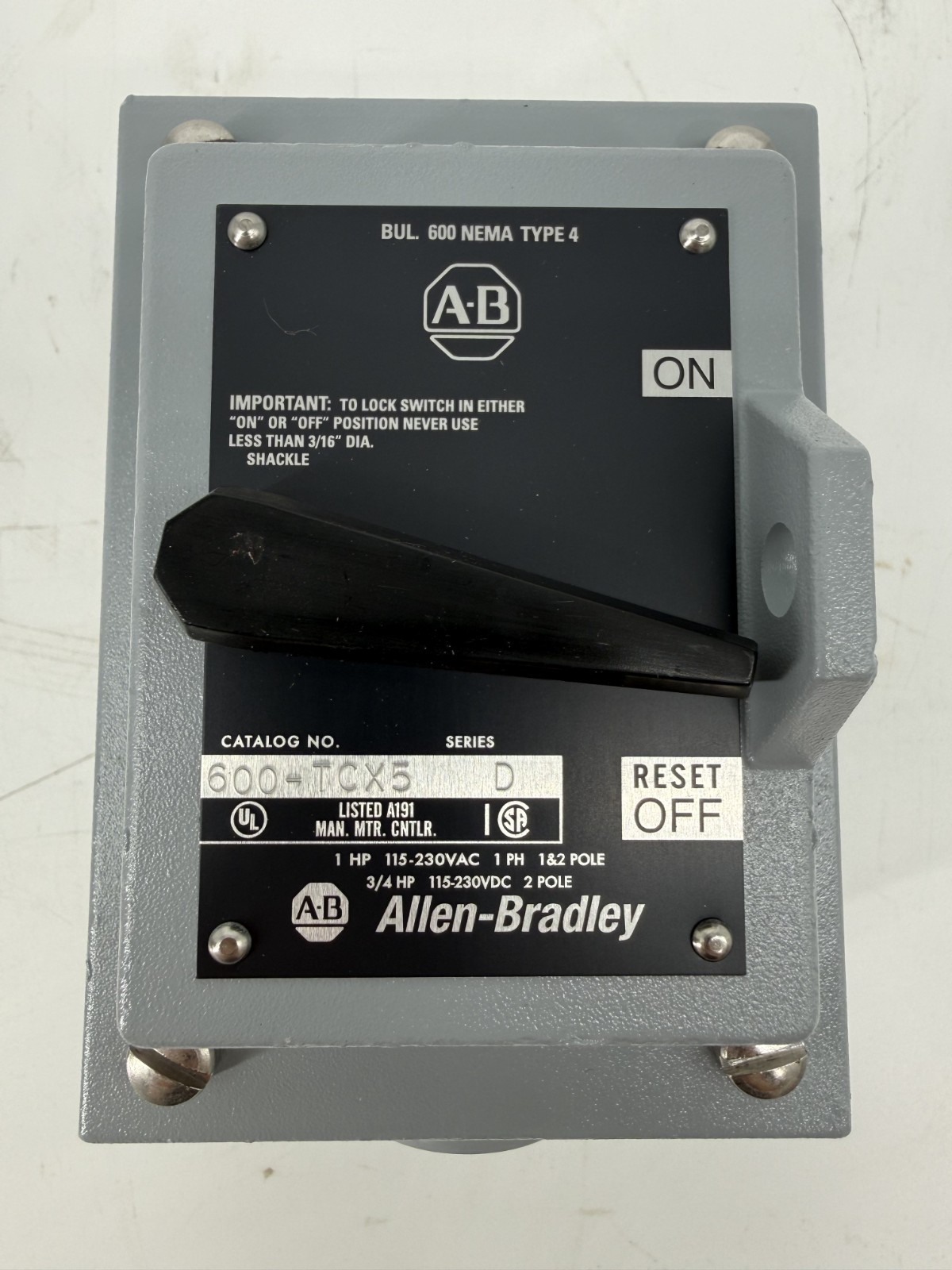 ALLEN BRADLEY 600-TCX5 SER. D (BR/WH) NSFS