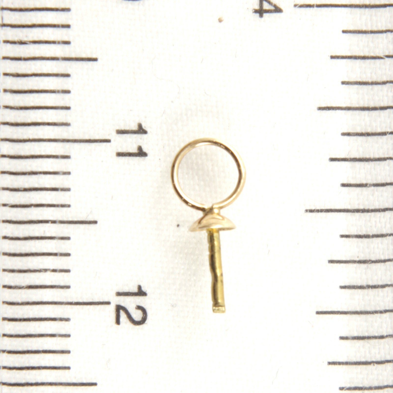 14k Solid Yellow Gold Eye-Pin 4.5mm Ring with Plain Pad Findings Good for DIY