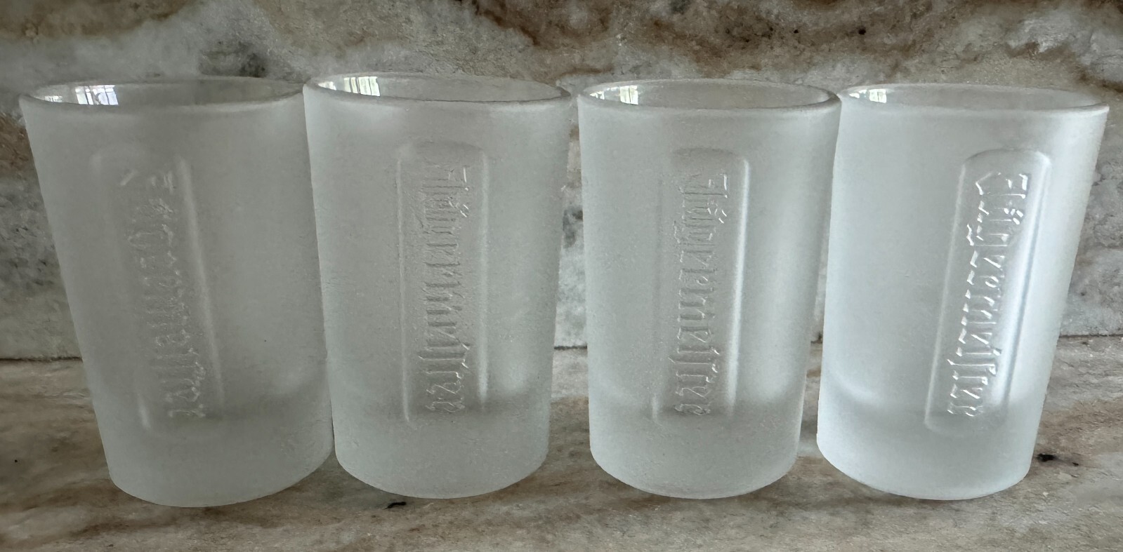 Jägermeister Frosted Shot Glasses With Embossed Logo 1990s 1 Fl Oz Jaegermeister