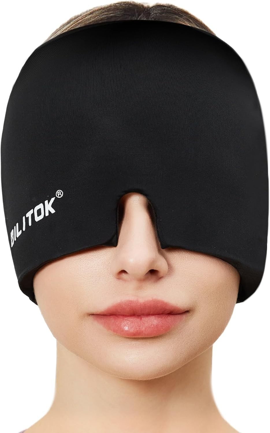 Migraine Headache Relief Cap, Gel Ice Head Wrap, Hot and Cold Therapy, (Black)