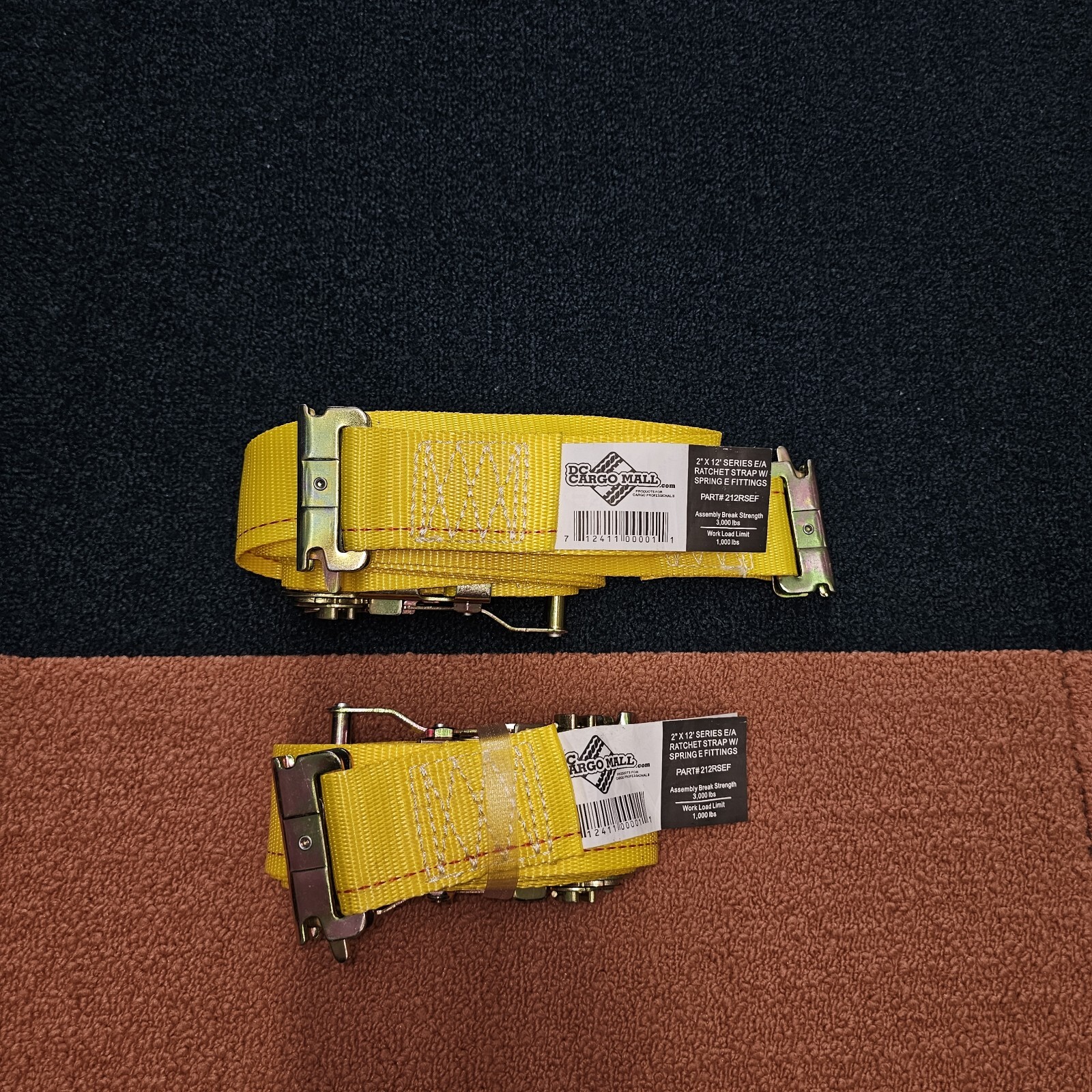 DC Cargo Mall 2"x12' Series E/A Ratchet strap Sping E Fitting 212RSEF yellow J4g