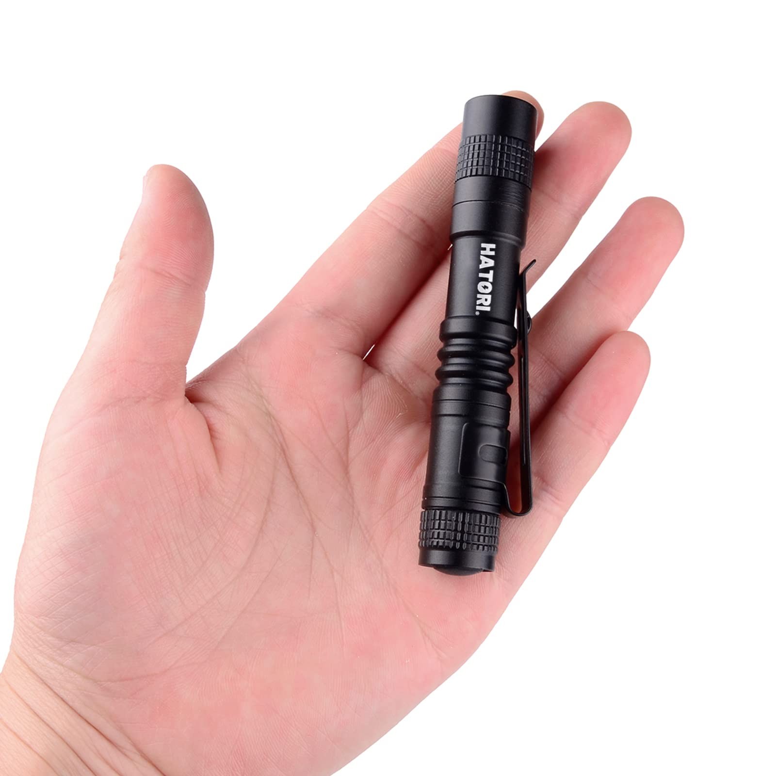 HATORI LED Mini Flashlight, Bright Small 1 Pack(3.55inch Black), Black