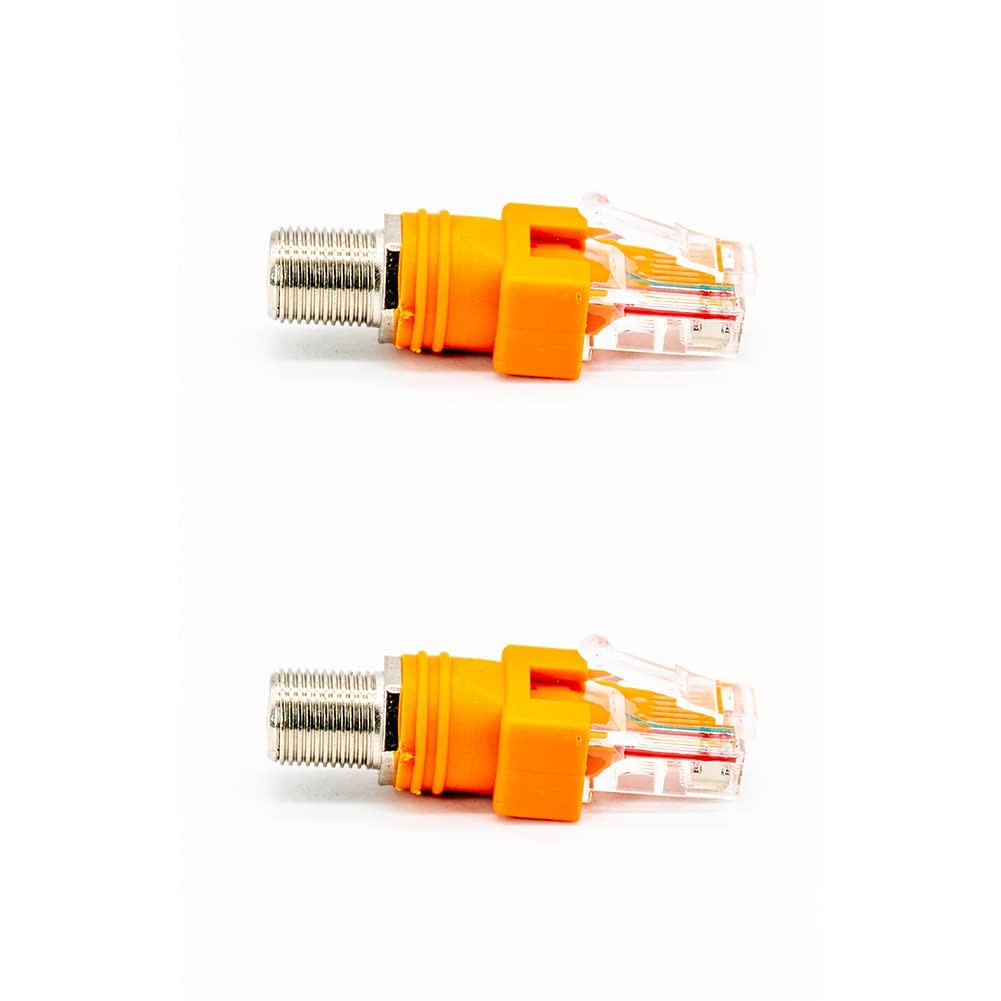 keisnoaja 2 Pcs RJ45 to F Coax Adapter RF Connector Female Male Coaxial...