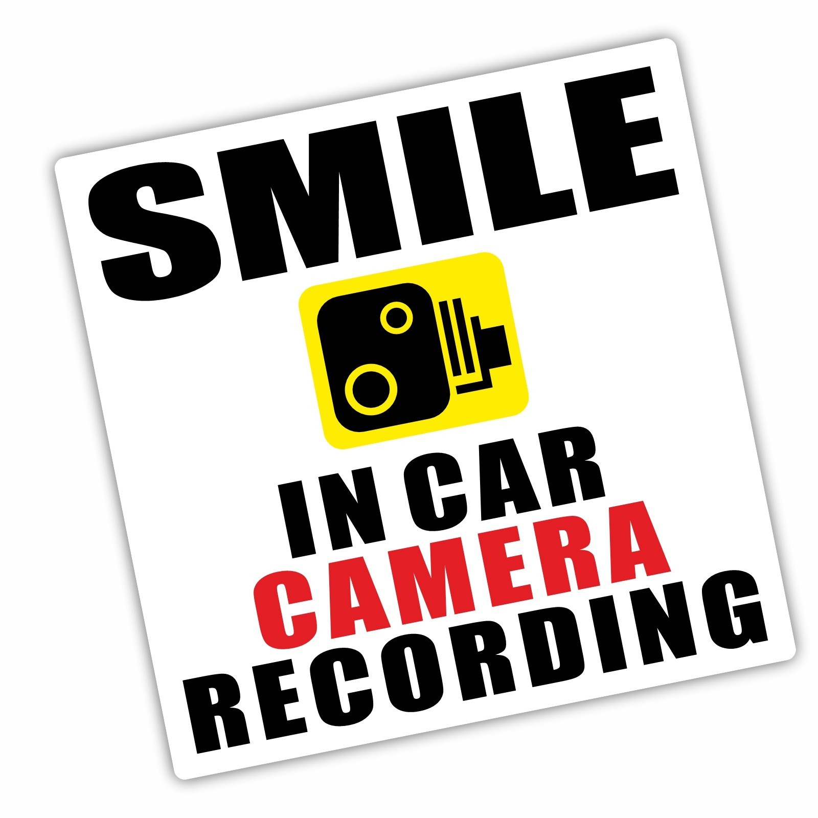 1 x Sign Smile In Car Camera Recording CCTV Van Taxi Stickers Mini Cab Decals