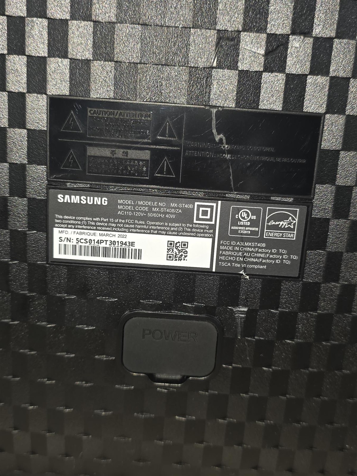 Samsung MX-ST40B Wireless Bluetooth Speaker -Black - Free Shipping