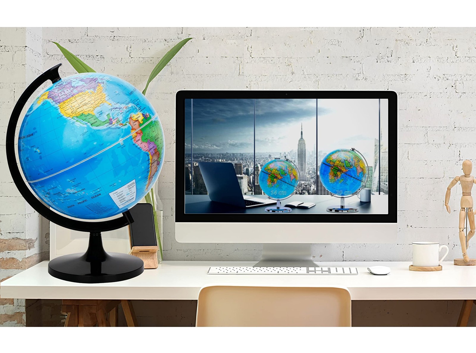 10" World Globe - Political Map Educational- Self Assembled School Globe