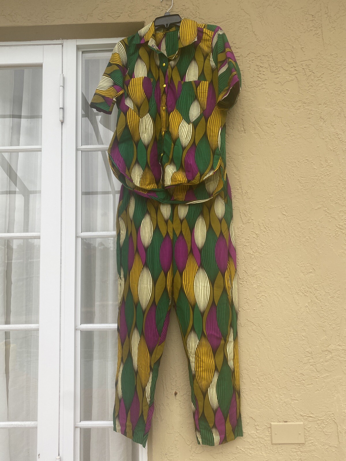 NIGERIAN AFRICAN WAX ANKARA BLOUSE/TOP & PANT( CULTURAL& ETHNIC CLOTHING)-L/XL