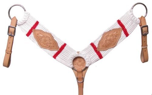 Showman 13 Strand String Breast Collar w/ Floral Tooled Leather