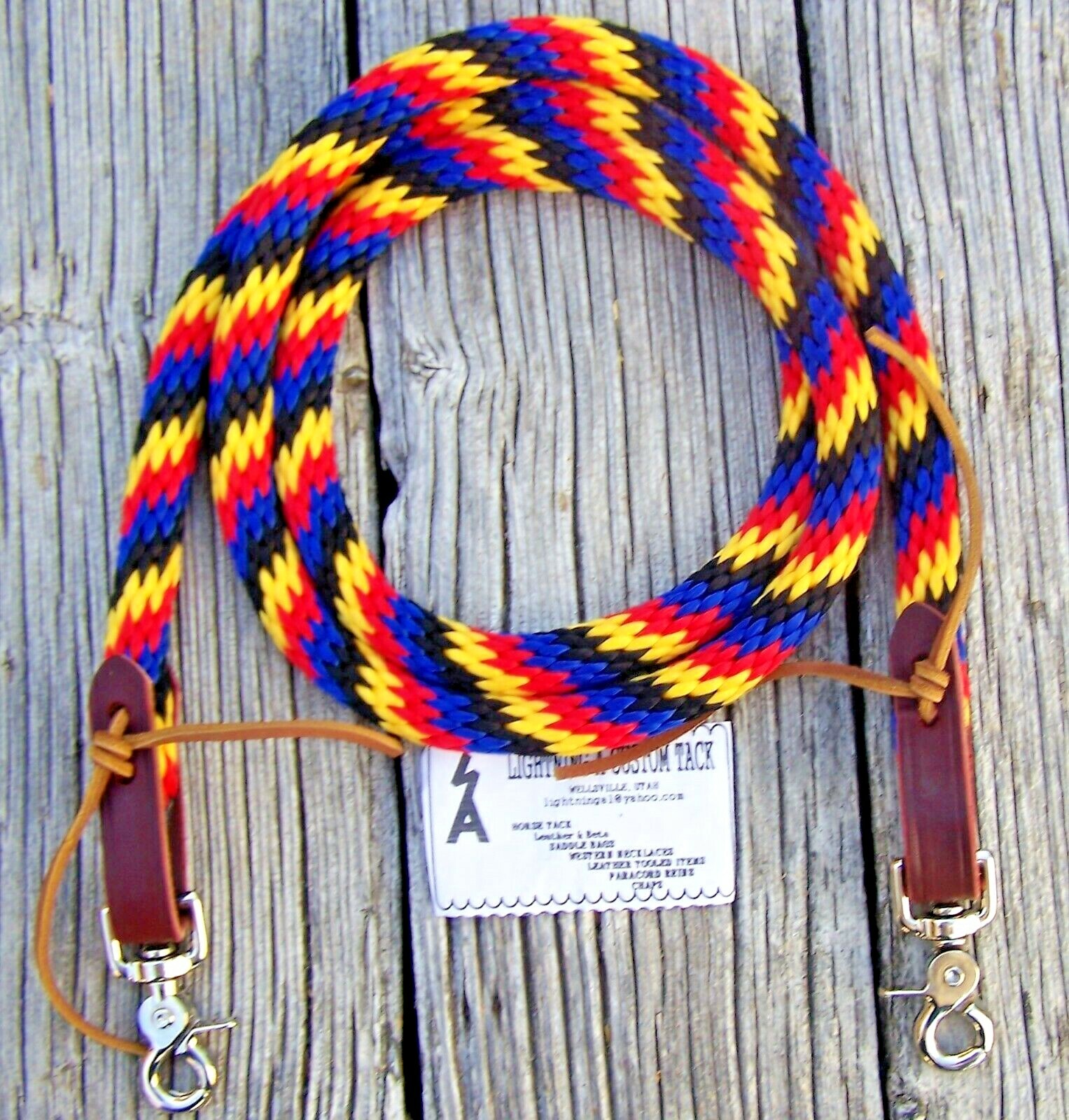 6' - 9' Reins Loop Rope Roping Rein Barrel Race Pony Single Trail blue bk ye red