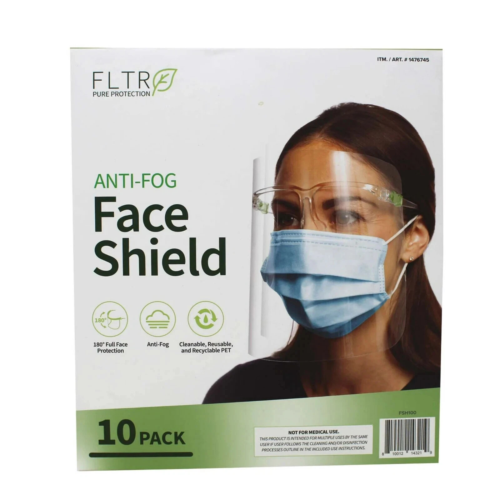 FLTR Pure Protection Anti Fog Face Shields Barrier Comfort 10 pack
