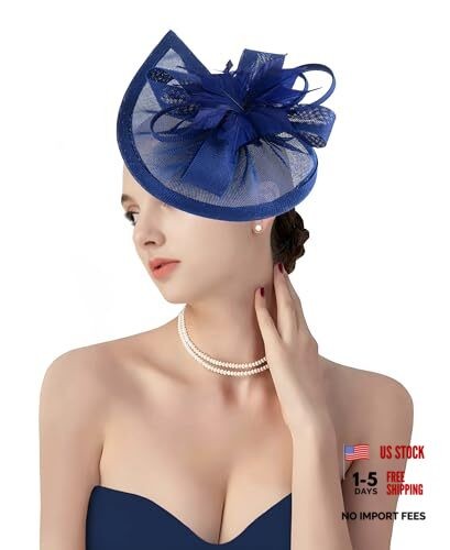 Fascinator Derby Hats Womens Vintage 20s 50s Headband for One Size Royal Blue