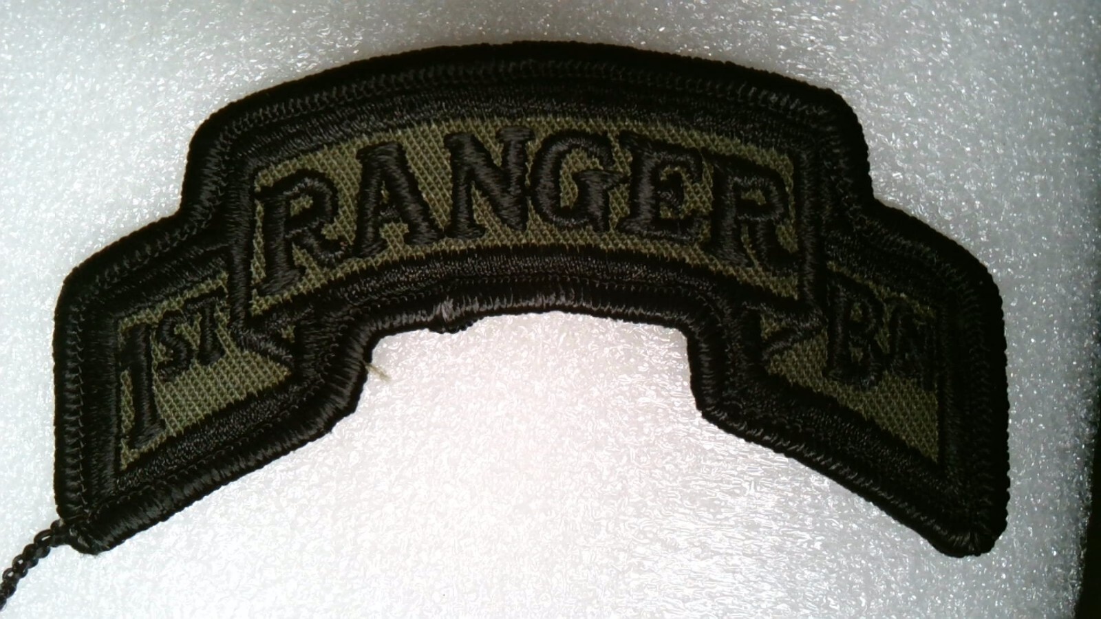 PATCH MILITARY SHOULDER TAB 1ST RANGER BATTALION SCROLL SUBDUED SEW ON NEW 4 IN.