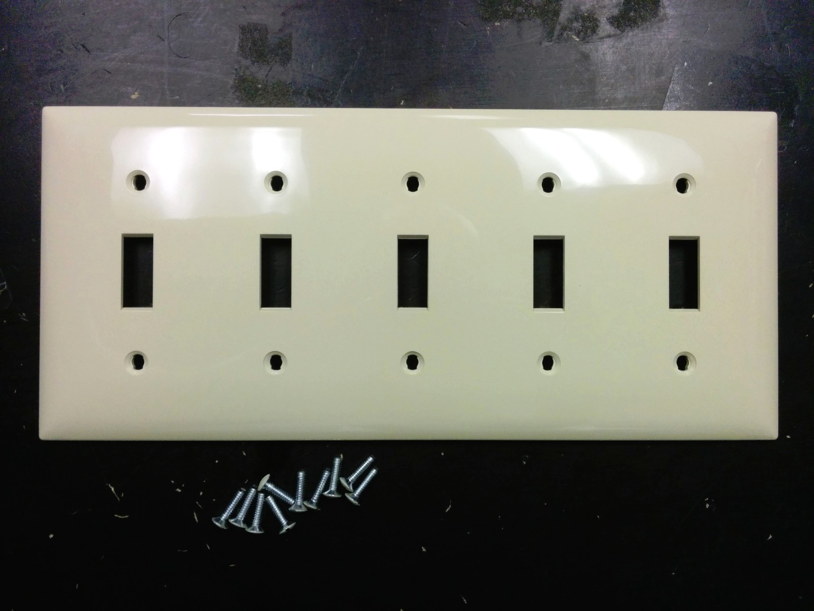 1 pc Toggle Switch Five 5-Gang Wall Plate Cover Ivory Unbreakable Lexan Plastic