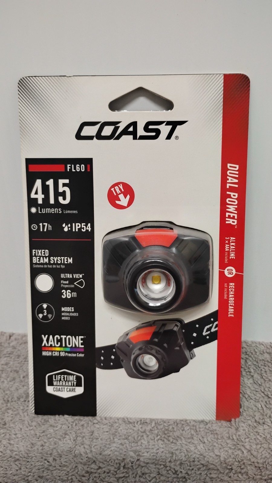 NEW Coast FL60 415 Lumens Black LED Head Lamp IP54 (AAA Battery) (03)