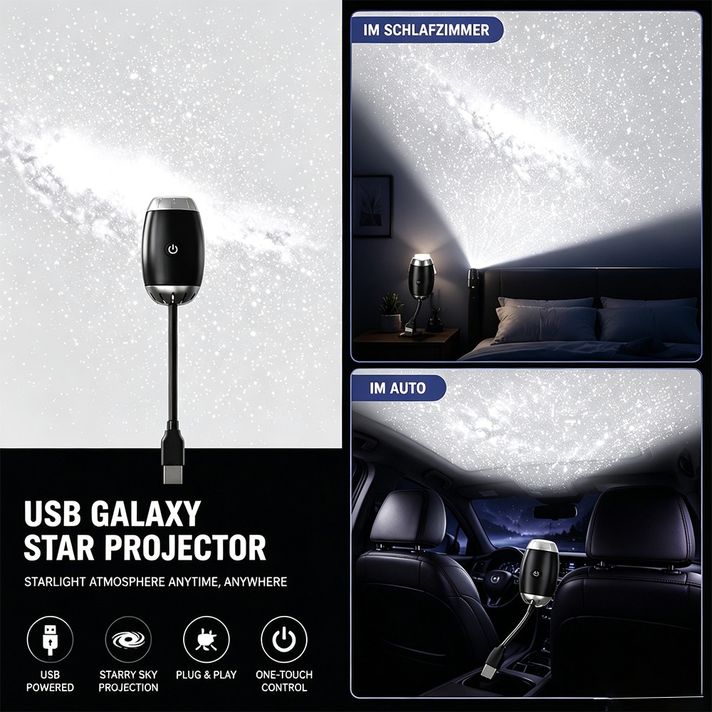 USB Night Light Star Projector Night Light Adjustable Interior Roof Galaxy Star