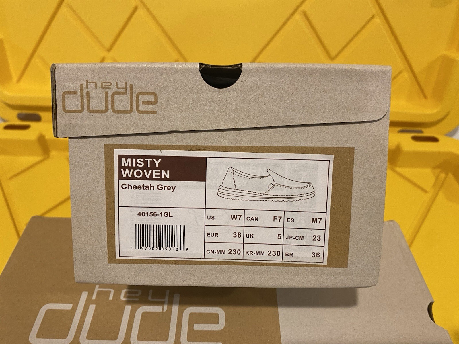 New In Box Hey Dude Women Wendy Woven Cheetah Grey Shoes Size 7