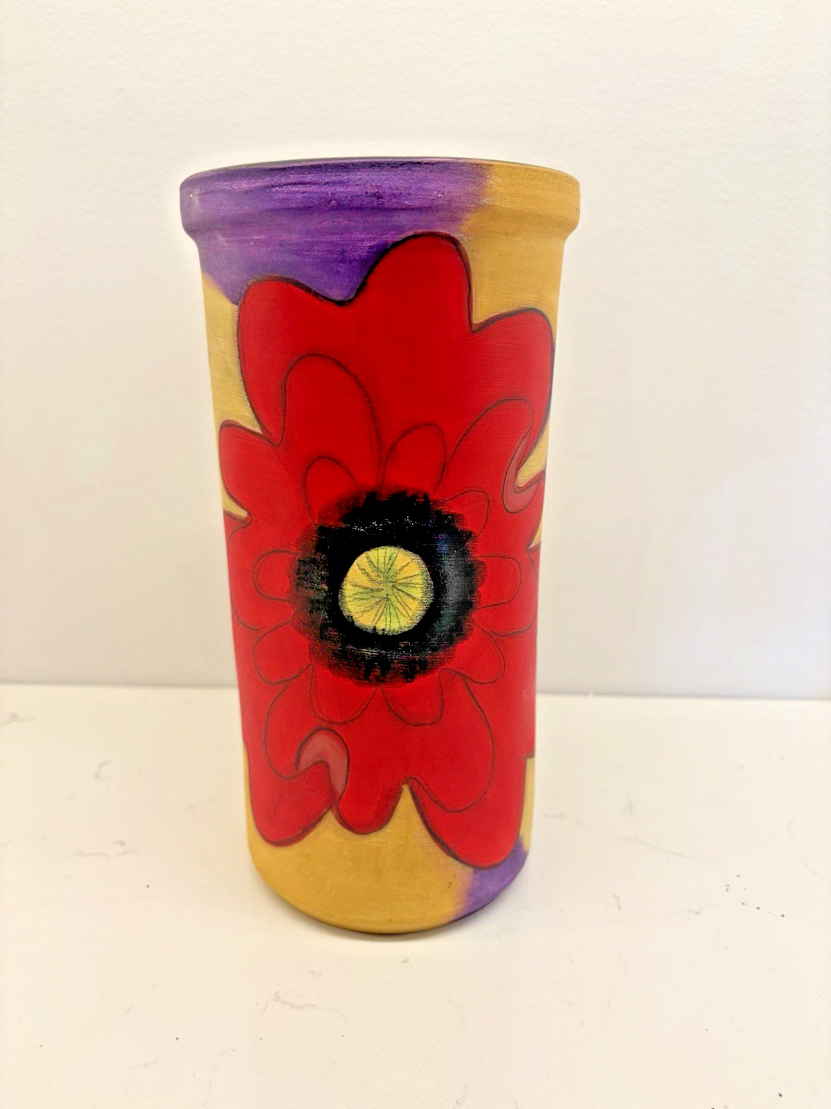 Vintage Hand Painted Poppy Wine Chiller Cooler Signed