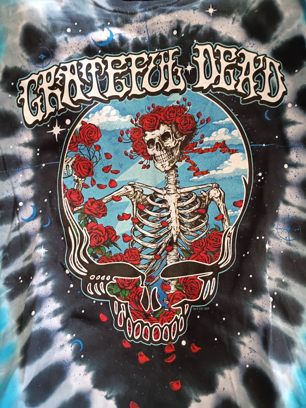 Liqu Bl Grateful Dead ROSE GARDEN Bertha Steelie Wheel Tie Dye T Shirt B4=1FREE