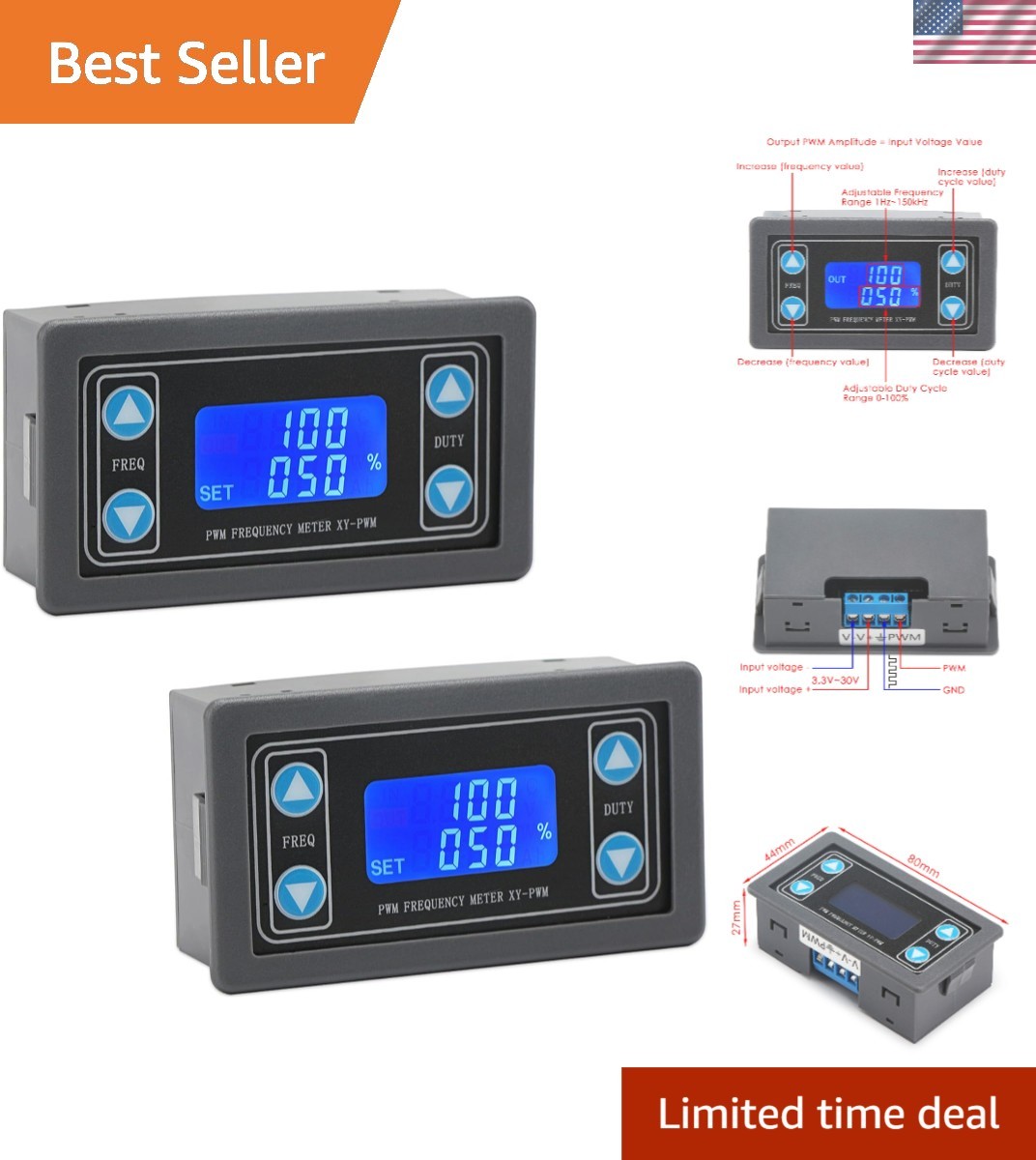 Compact 2pcs Signal Generators - DC 3.3-30V, LCD Display, Ideal for MCU Projects