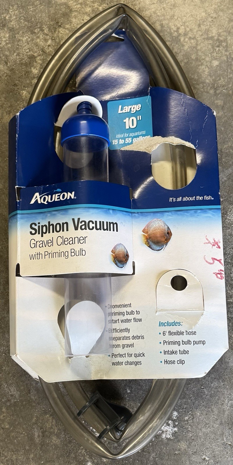 Aqueon 10 Inch Siphon Vacuum Gravel Cleaner for Aquariums 15 to 55 Gallons