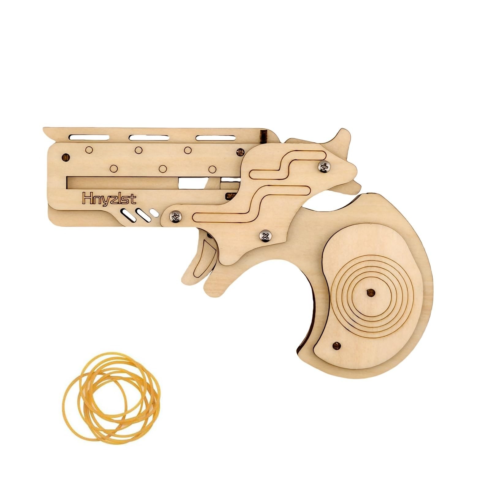 3D Wooden Puzzle Rubber Band Pistol Semi Circular Toy Gun Mechanical Model