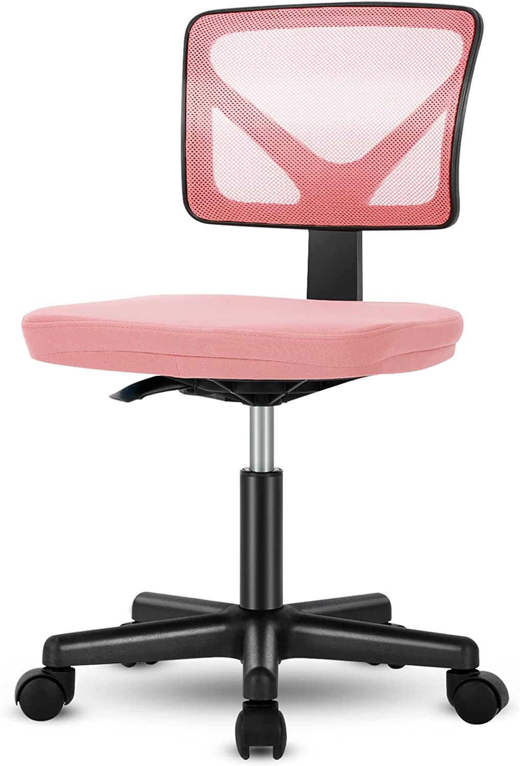 Cute Armless Mesh Task Chair, Swivel Rolling Desk Chair for Home Office
